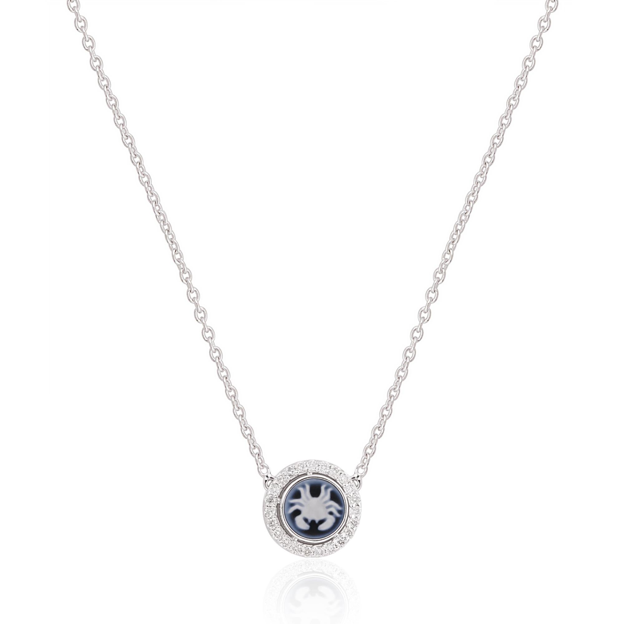 The centerpiece of this necklace is the Cancer zodiac sign pendant, meticulously designed to capture the essence of this nurturing and emotional astrological symbol. The pendant showcases the iconic crab, symbolizing the Cancer's deep intuition and