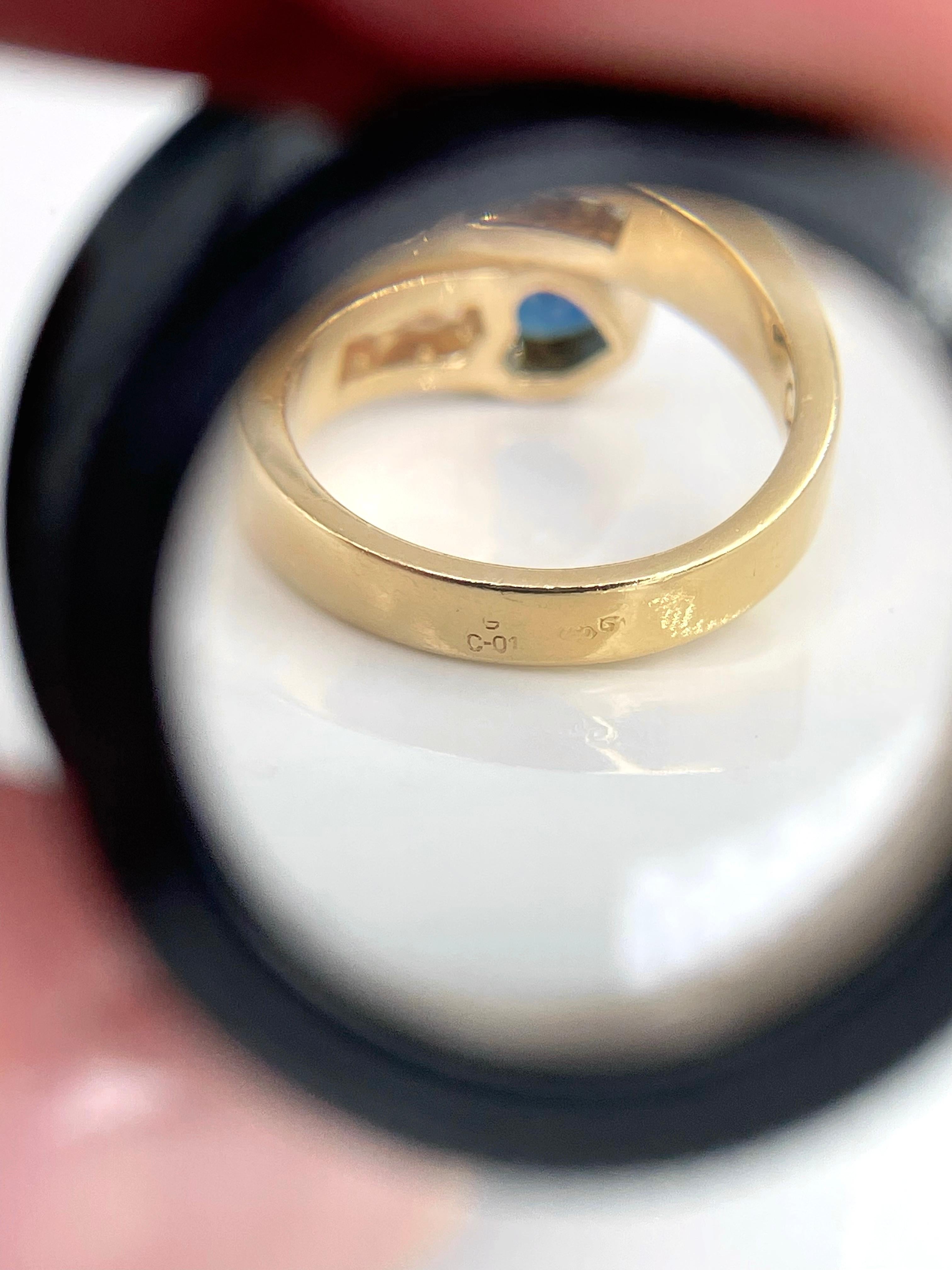 Candame 18 Karat Gold Sapphire Ruby Diamond Modern Design Toi Et Moi Ring For Sale 3