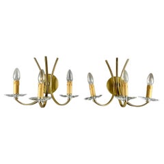 Candeeiros Castro Used Wall Lamps, Portugal Gilt Brass Designer Sconces