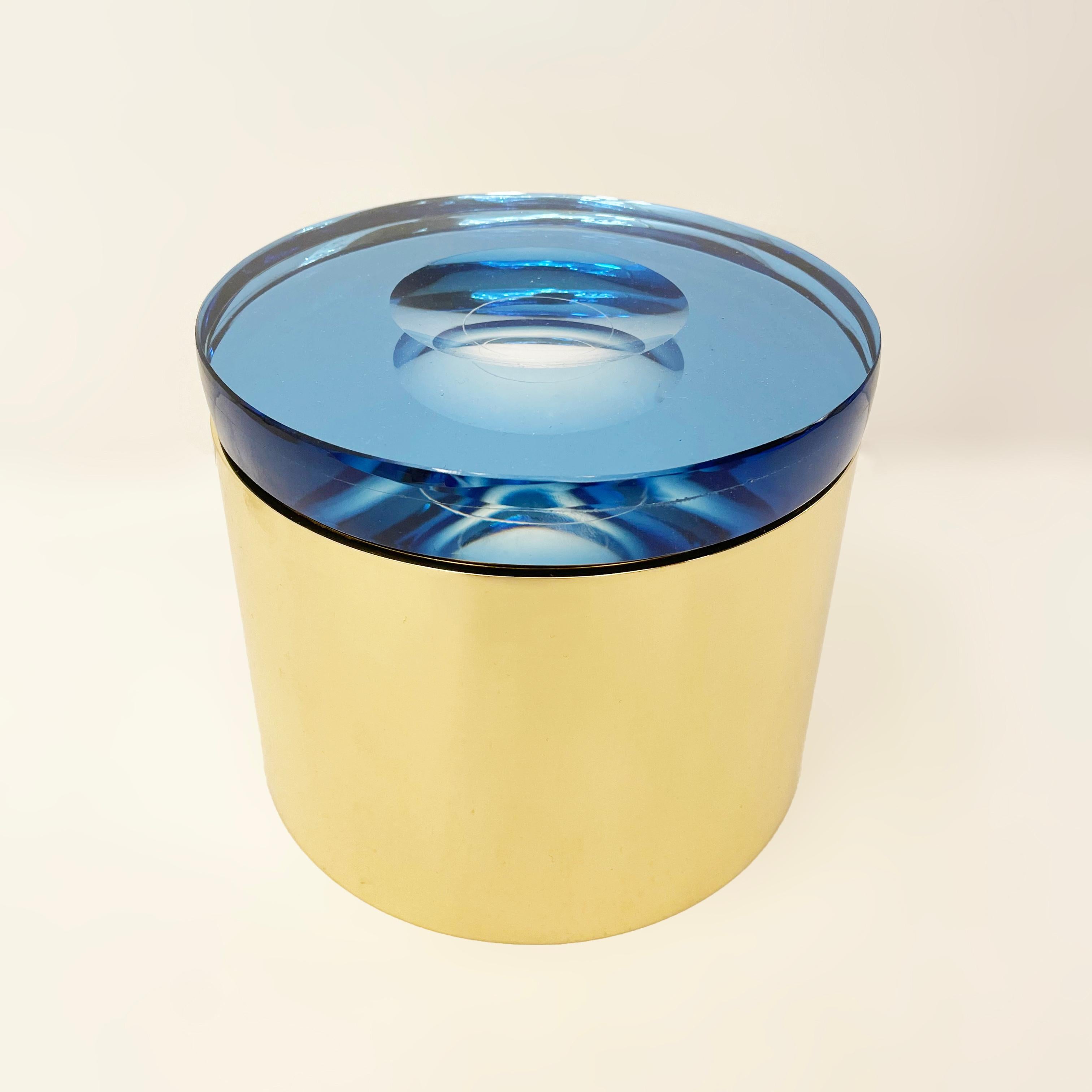 Candela Glass Box by Form A, Blue Glass and Bronze Base 1