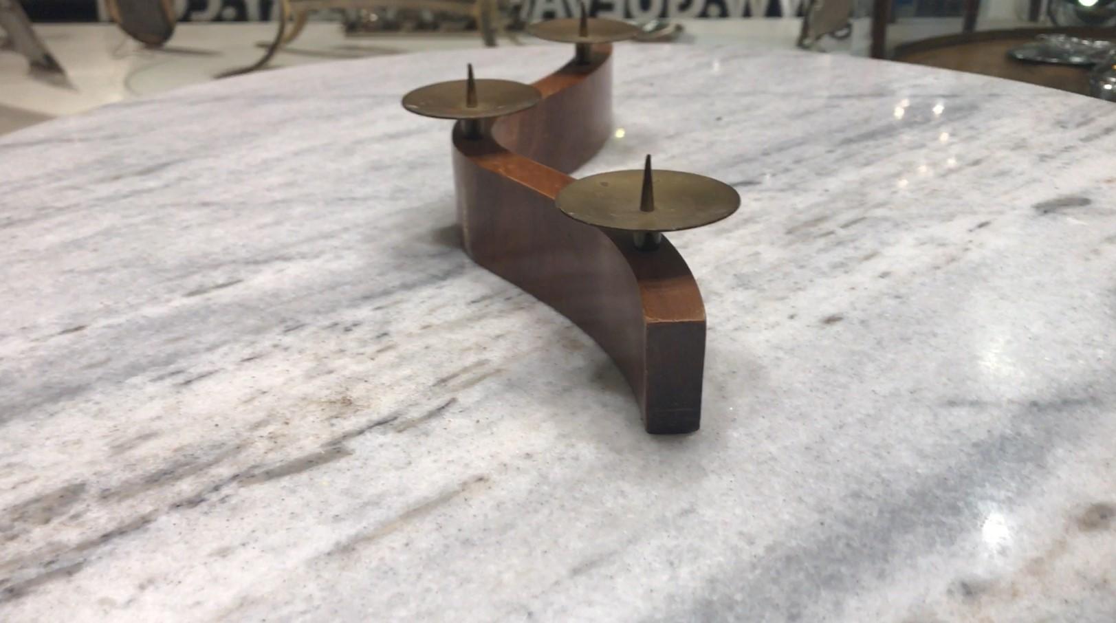 Candelabro, 1950, Materiali: Wood e bronzo in vendita 5