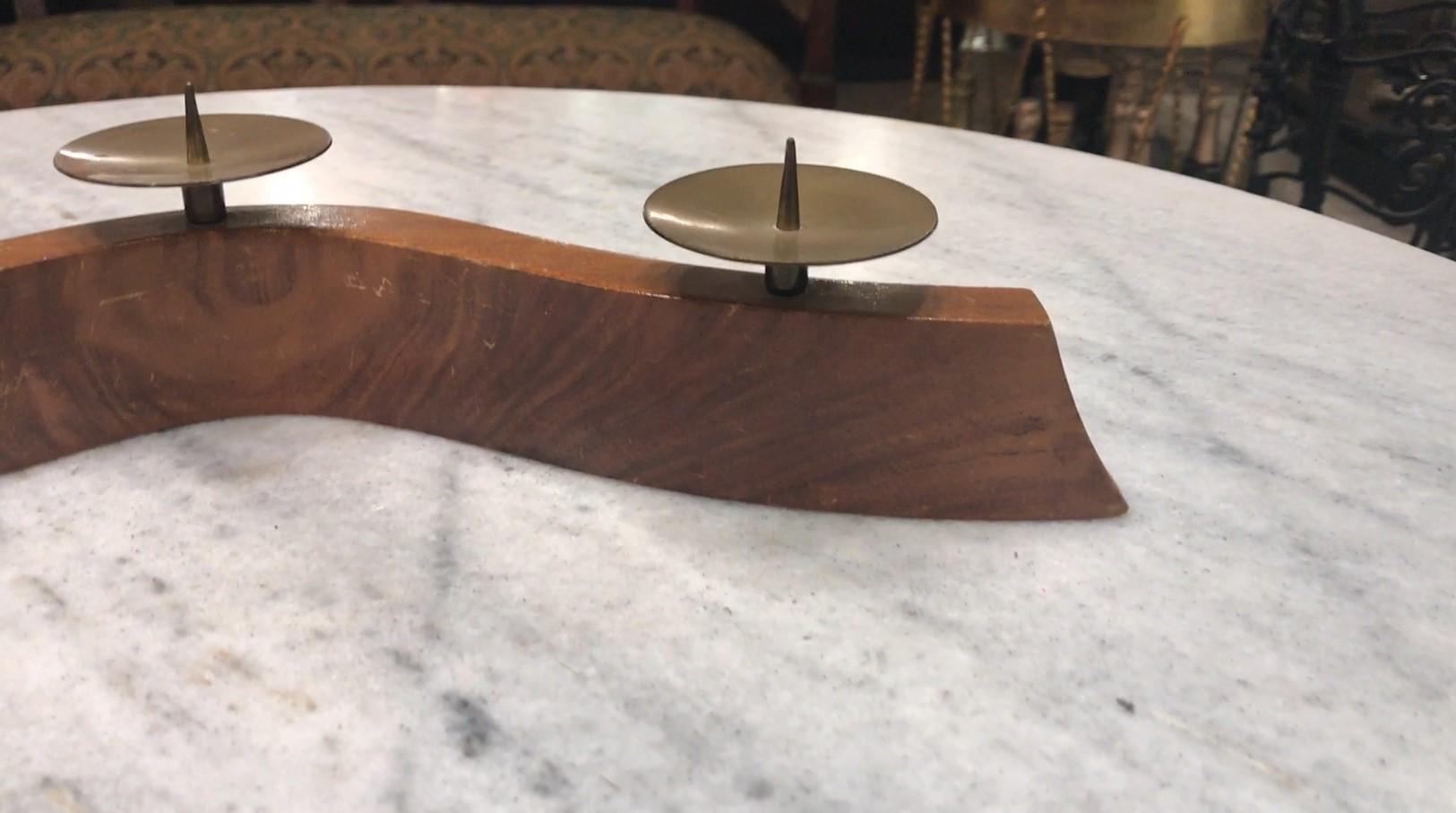 Candelabra, 1950, Materials: Wood and Bronze For Sale 9