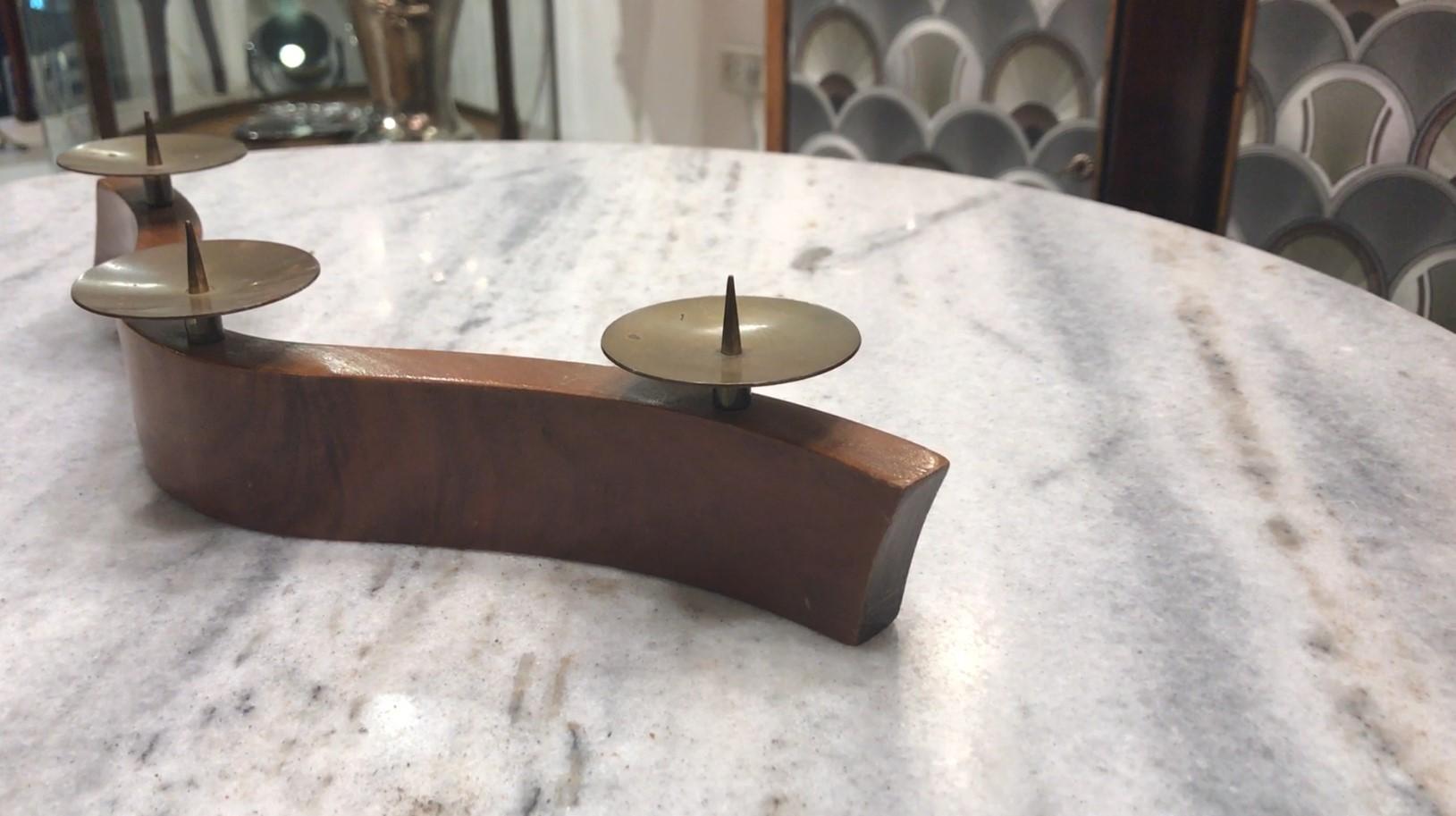 Candelabro, 1950, Materiali: Wood e bronzo in vendita 10