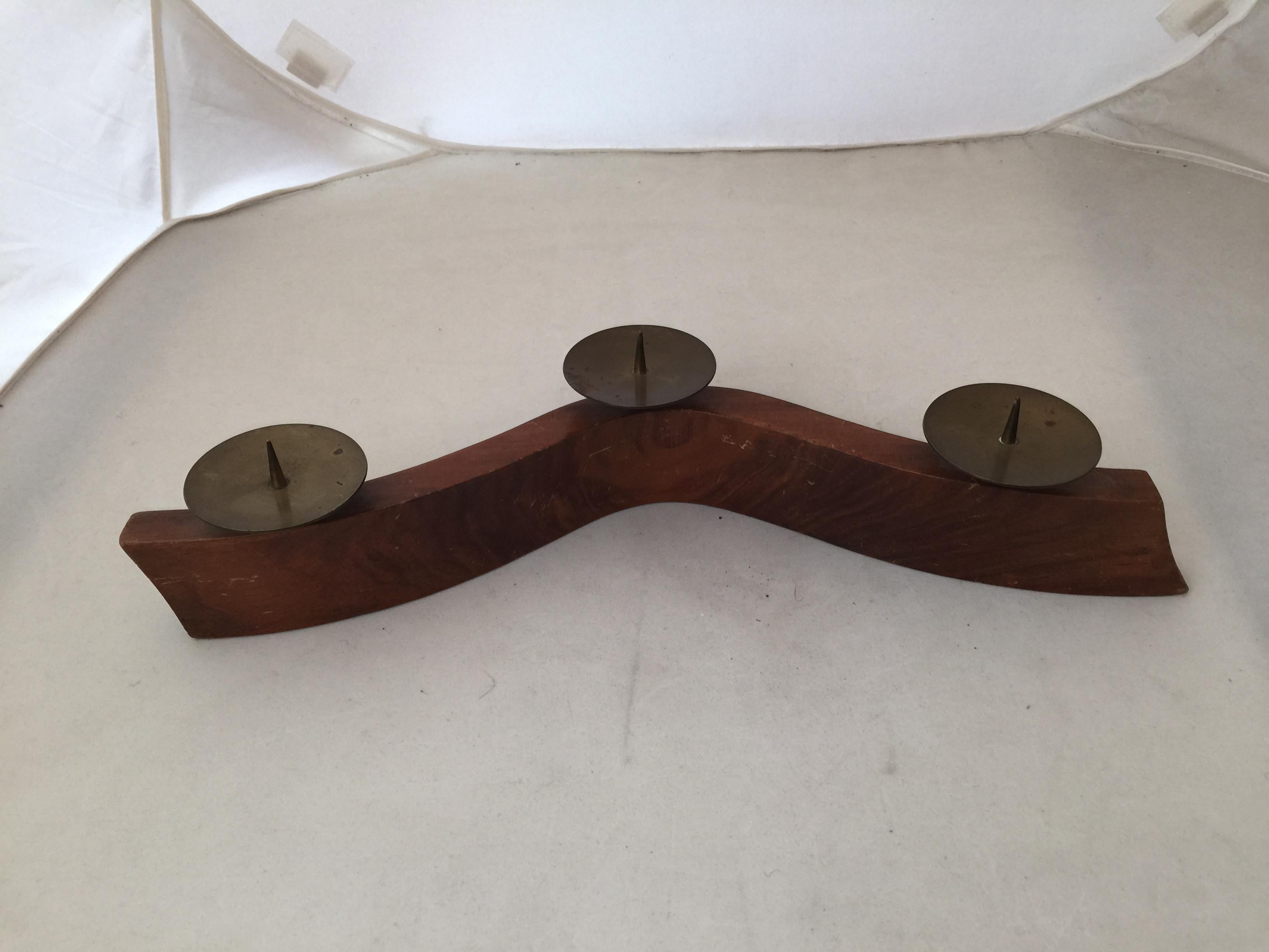 Danish Candelabra, 1950, Materials: Wood and Bronze For Sale