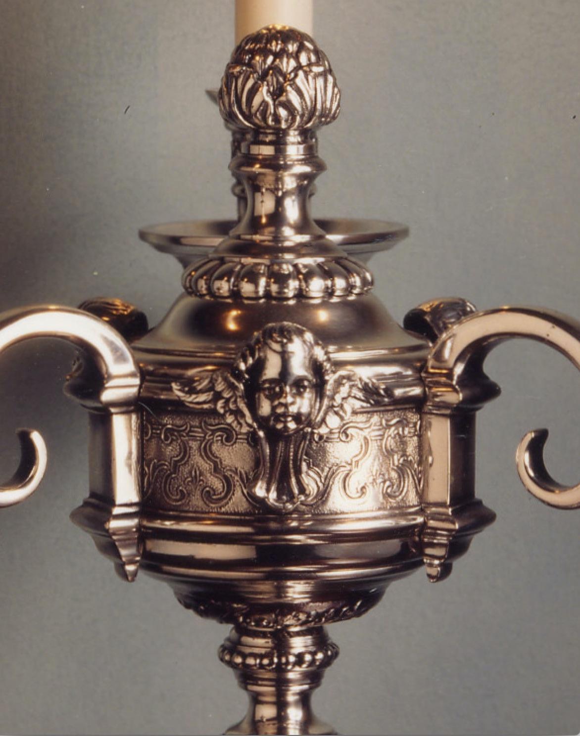 Engraved Candelabra, 20th Century, English, Charles II Style, Silver Plated, Knole For Sale