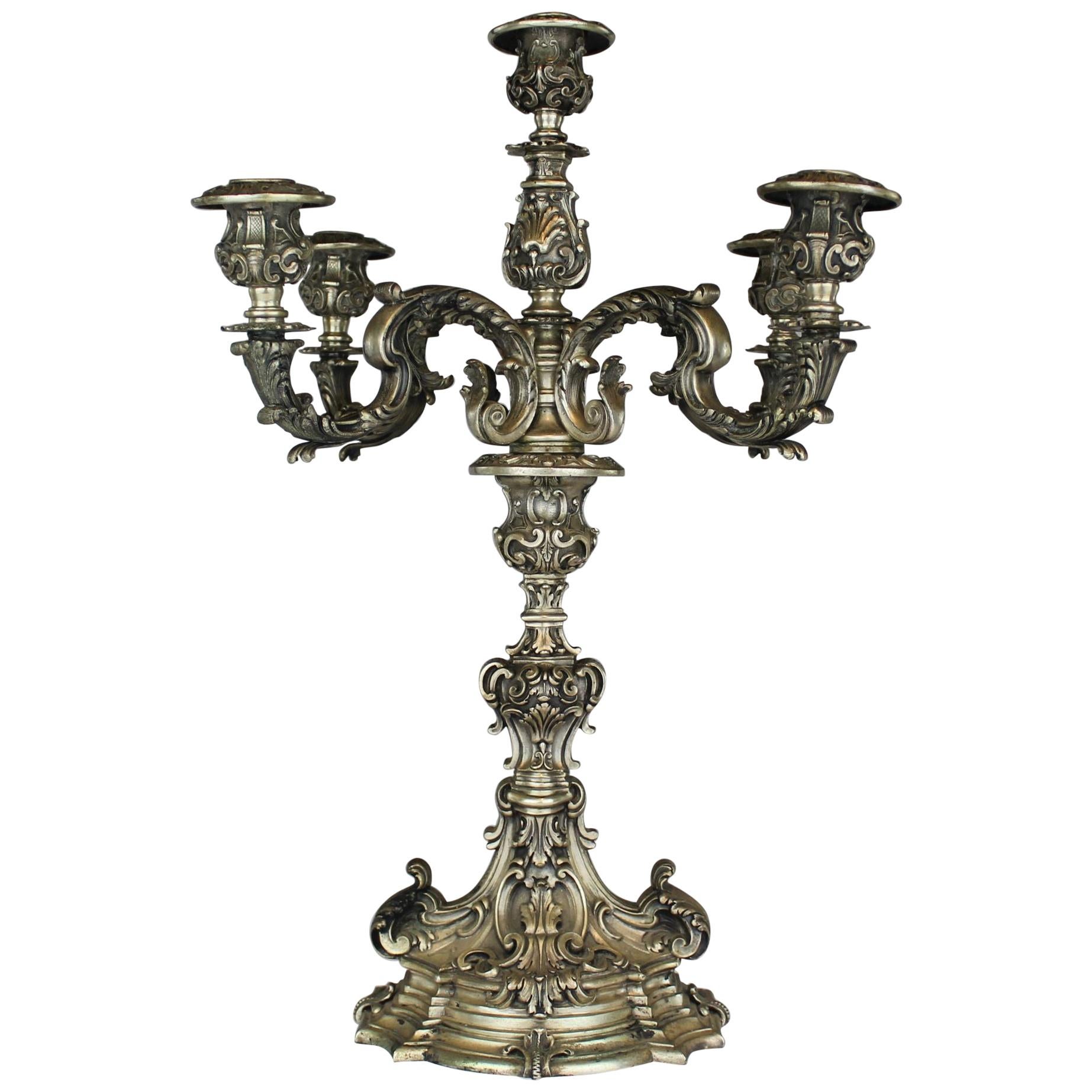 Candelabra 5 Arms, Silver 800/°°, early 20th Century, Italy
