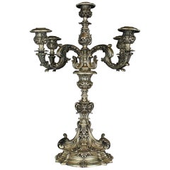Candelabra 5 Arms, Silver 800/°°, early 20th Century, Italy