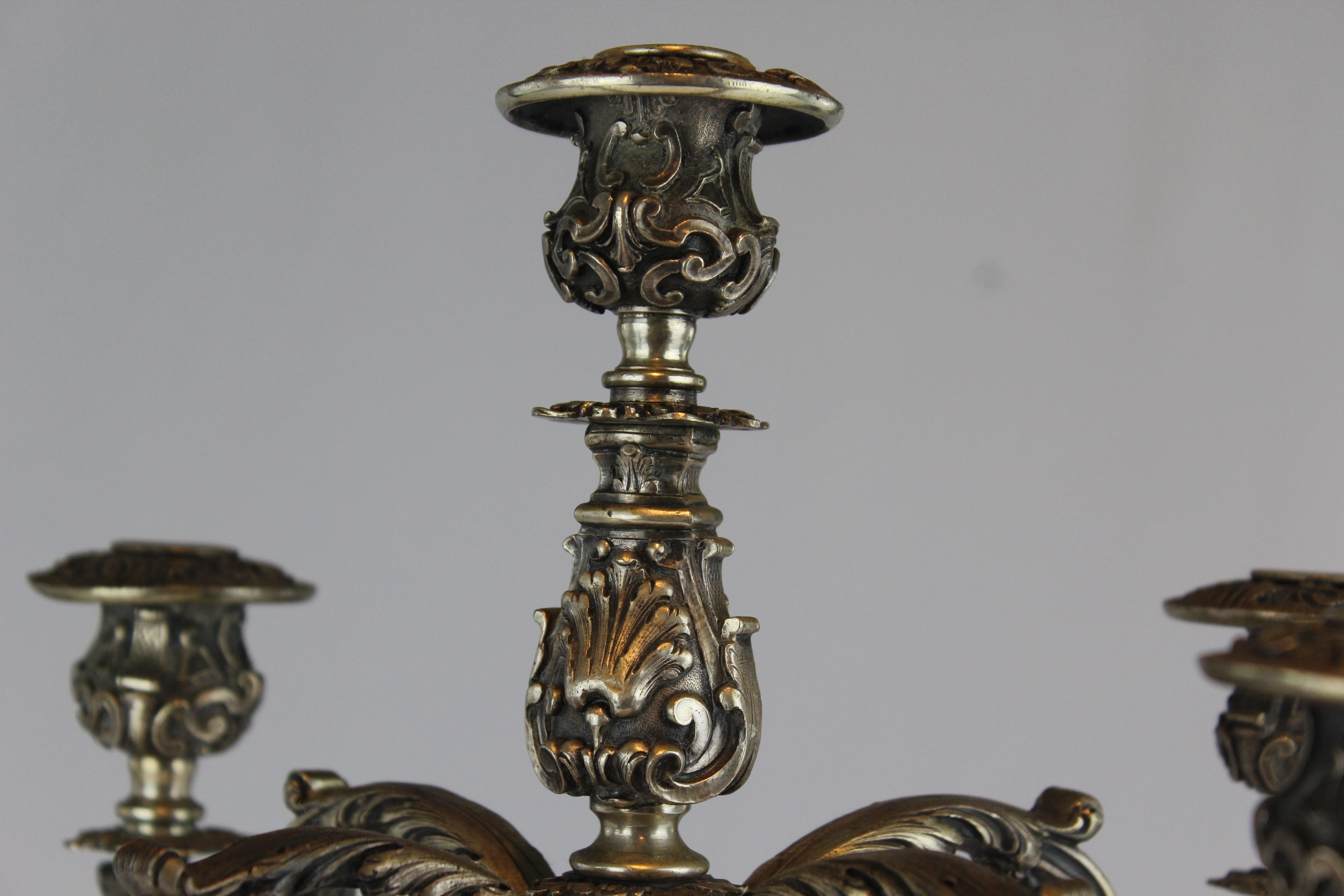 Candelabra 5 Arms, Silver 800/°°, early 20th Century, Italy In Good Condition For Sale In Firenze, IT