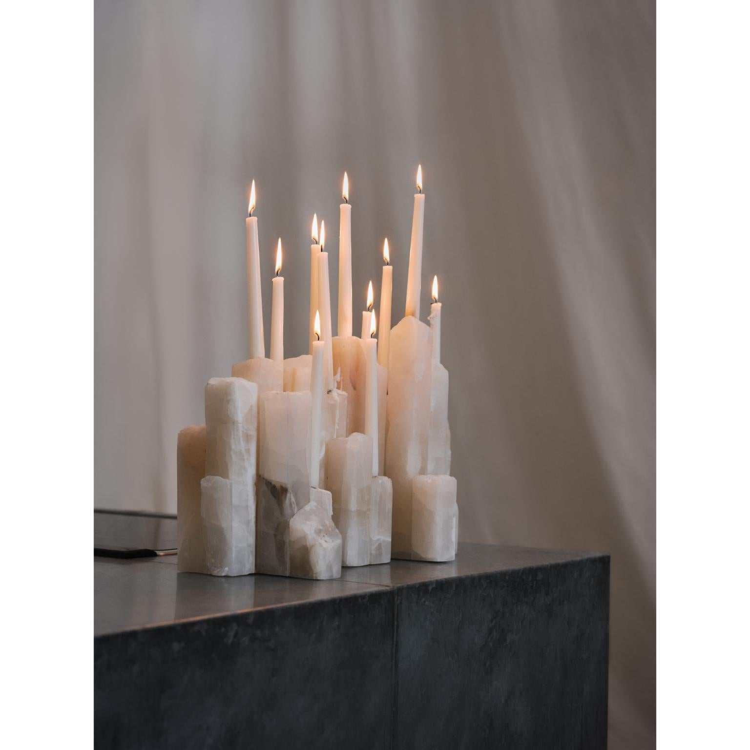 Candelabra Ritus 03 by Andres Monnier
*Limited Edition Of 8 Pieces*

Dimensions: D56 x W24 x H37 cm.
Materials: White Onyx Stone.


   Andrés Monnier is a Mexican artist born in Guadalajara and is based in Ensenada. His purpose is to create