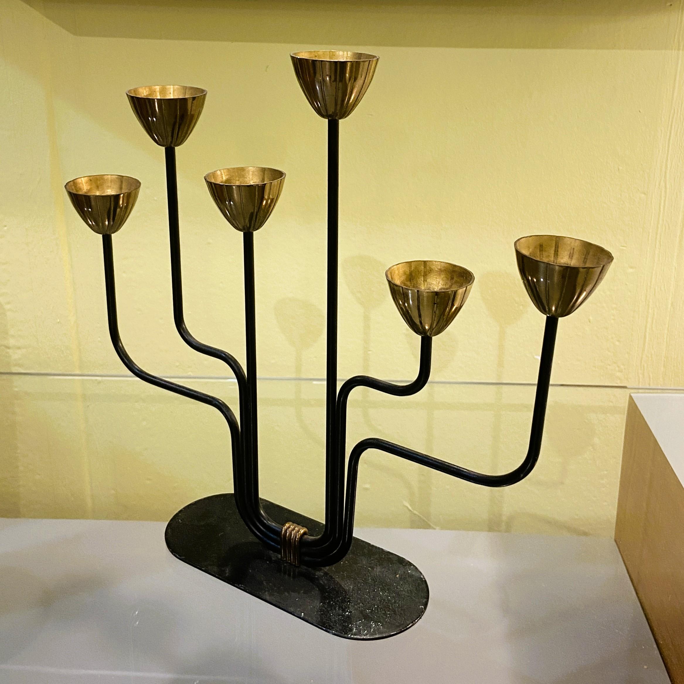 Brass Candelabra by Gunnar Ander for Ystad Metall, Sweden, 1960's For Sale