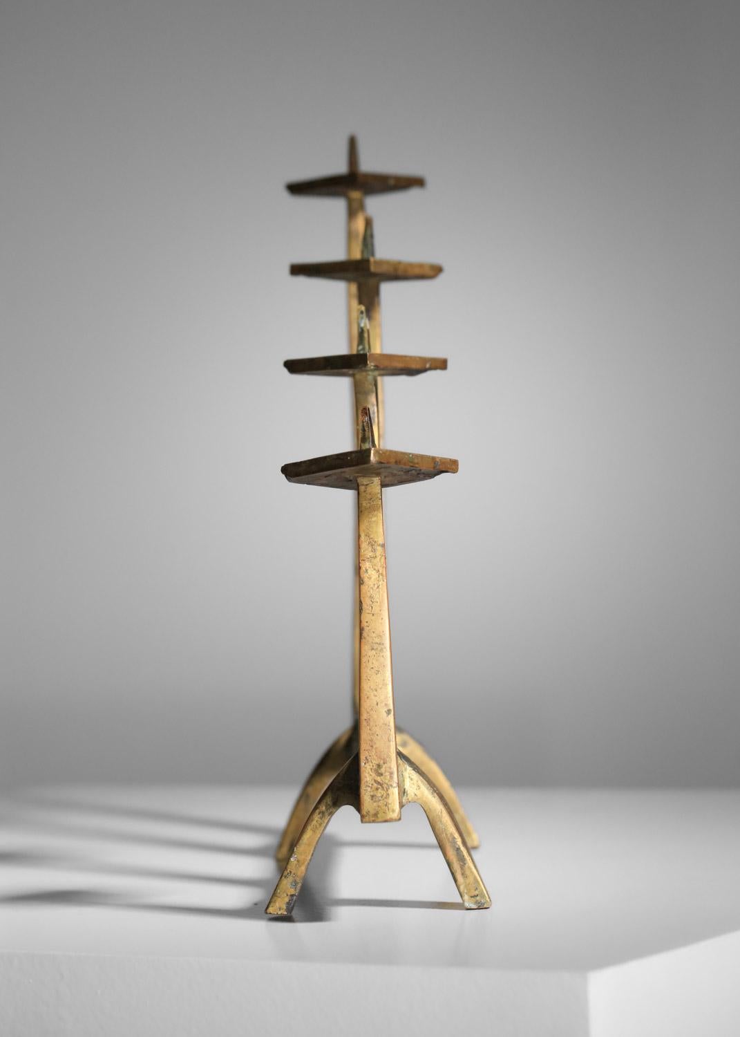 Mid-20th Century Candelabra candlestick in solid bronze from 60s in the style of Felix Agostini For Sale