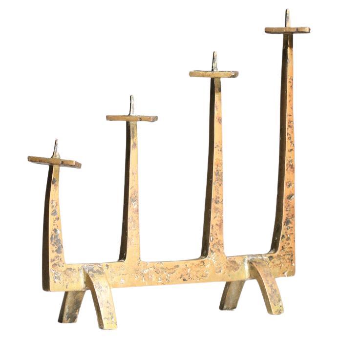 Candelabra candlestick in solid bronze from 60s in the style of Felix Agostini