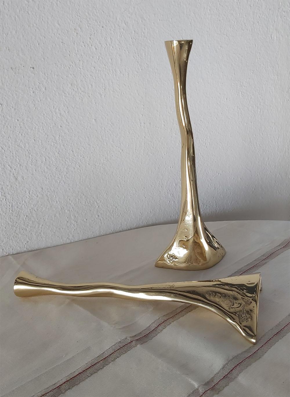Spanish Candelabra Cobra G022 Cast Brass Gold coloured made in Spain by David Marshall For Sale