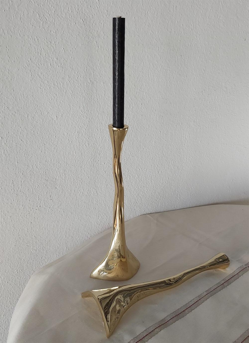 Contemporary Candelabra Cobra G022 Cast Brass Gold coloured made in Spain by David Marshall For Sale