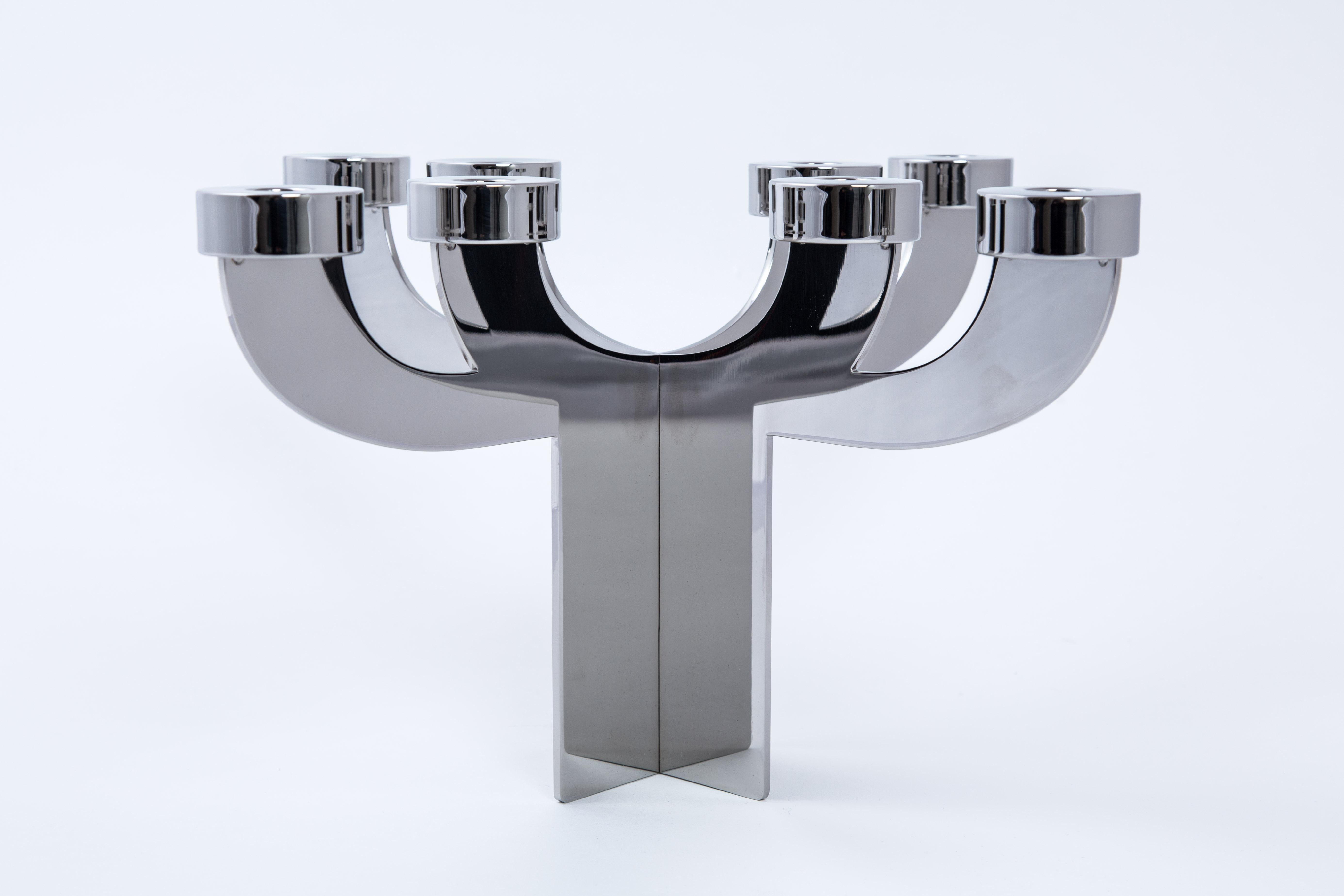 Stainless Steel Candelabra Designed by Grethe Meyer for George Jensen