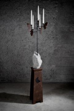 Candelabra for a Round Dance with Five Butterflies in Steel by Frederic Gaillard