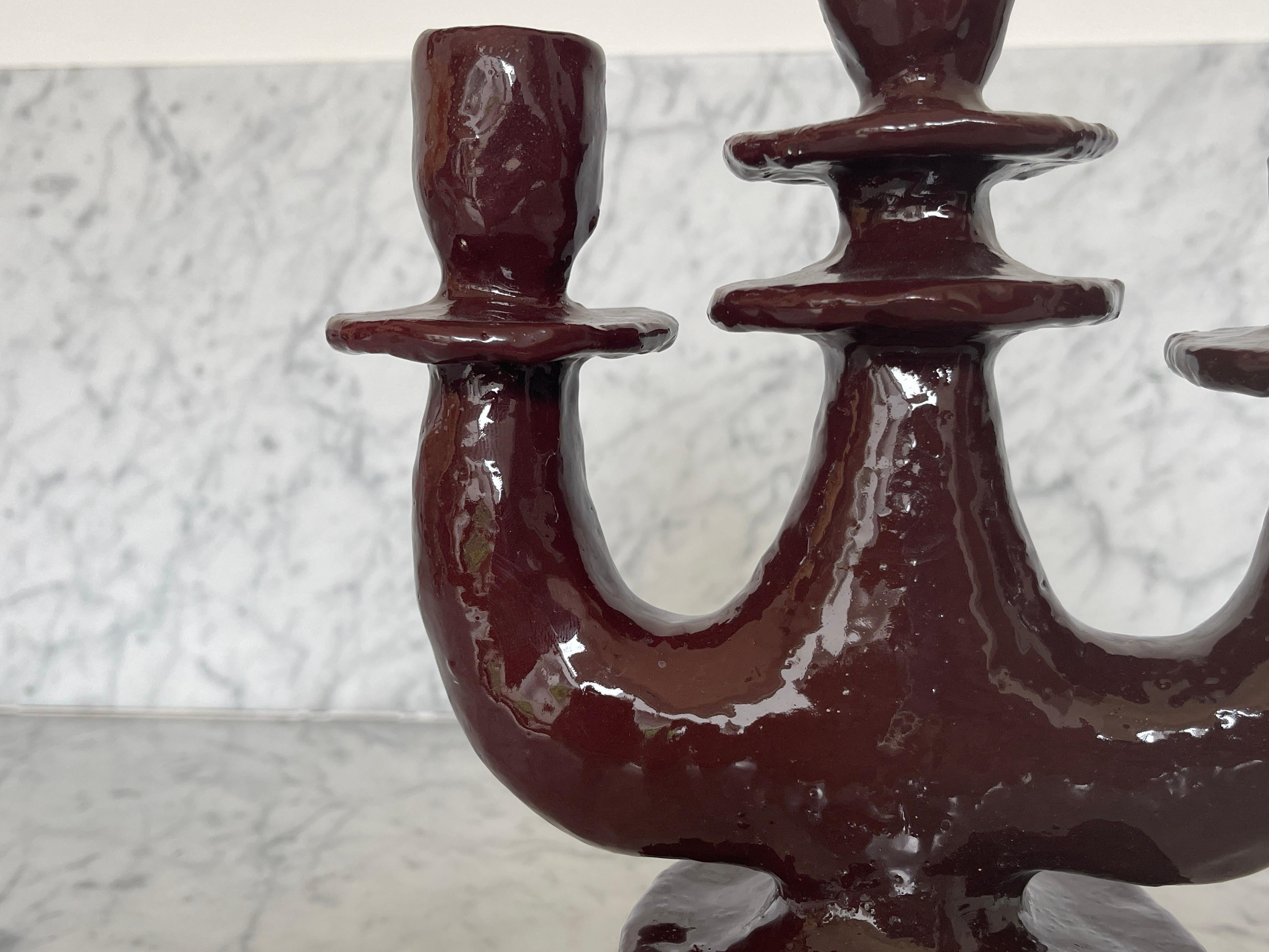 Candelabra handmade candle holder by Mariela Ceramica In New Condition For Sale In Knokke-Heist, BE