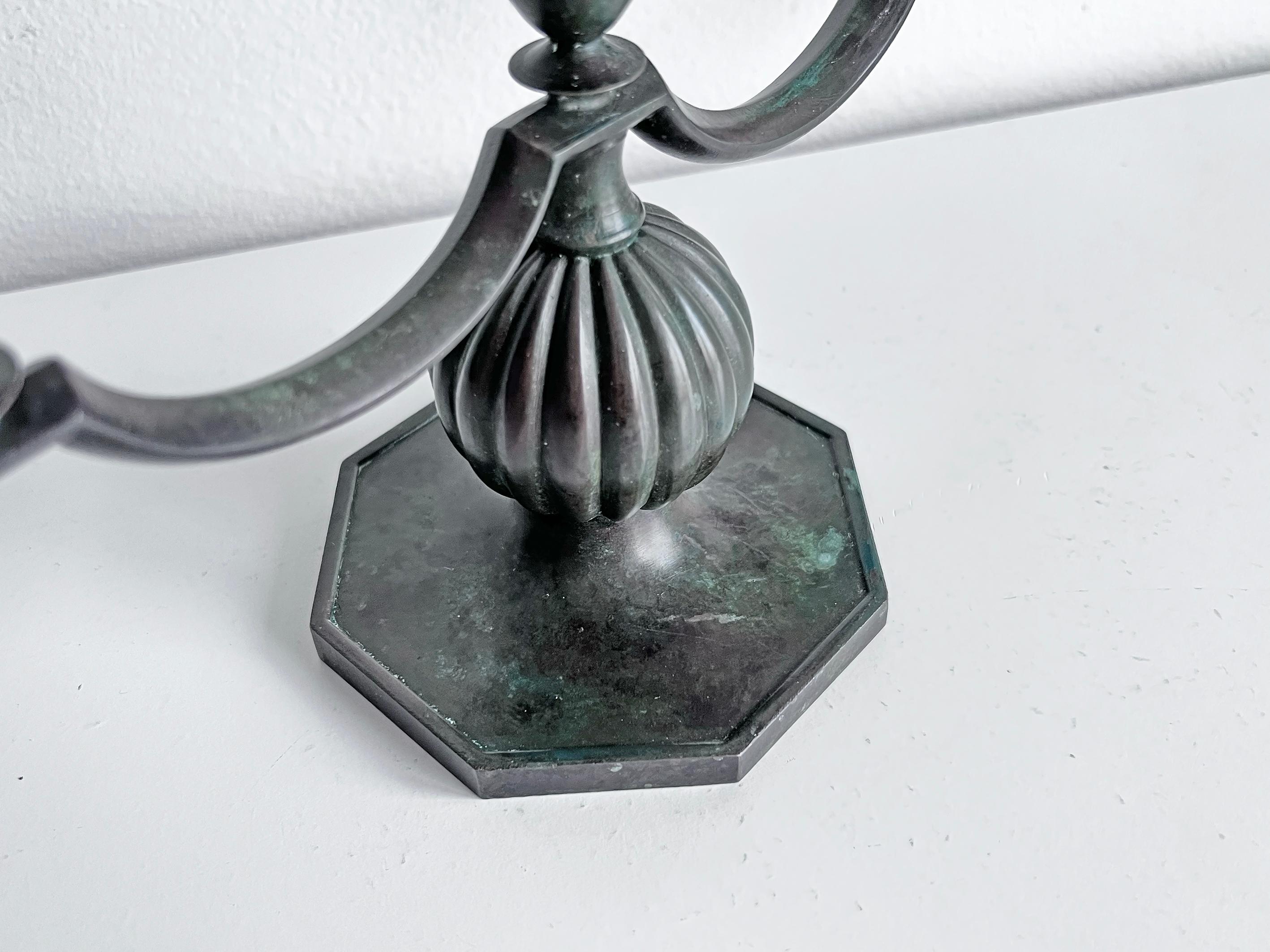 Candelabra in Bronze by GAB, Guldsmedsaktiebolaget 1930's For Sale 3