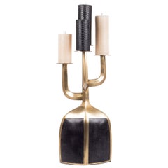Candelabro in ottone bronzato e pietra nera di Baguio di Patrick Coard Paris