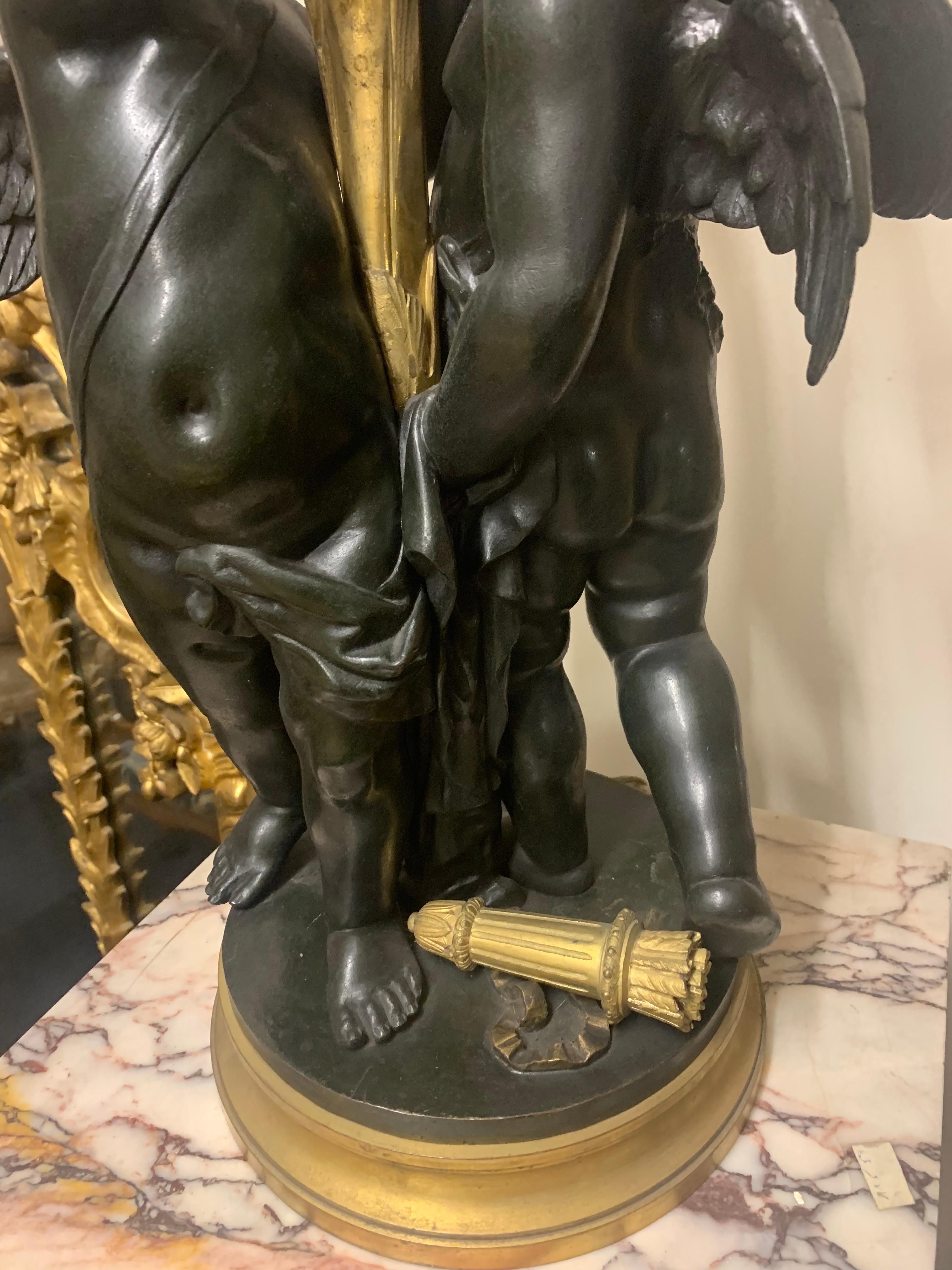 Louis XV Candelabra in Bronze with Cherub For Sale