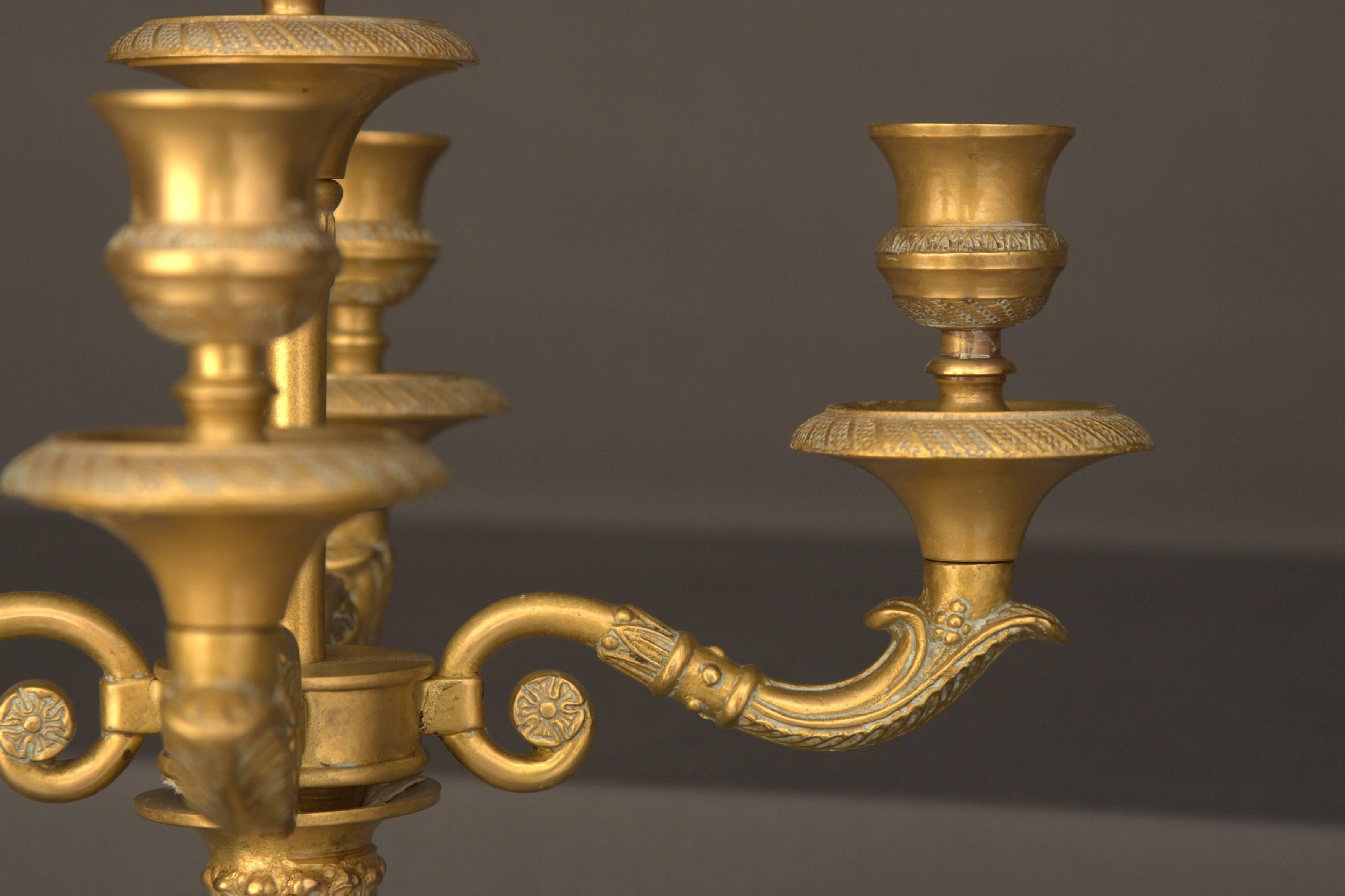 Bronzed Candelabra in Empire Style For Sale