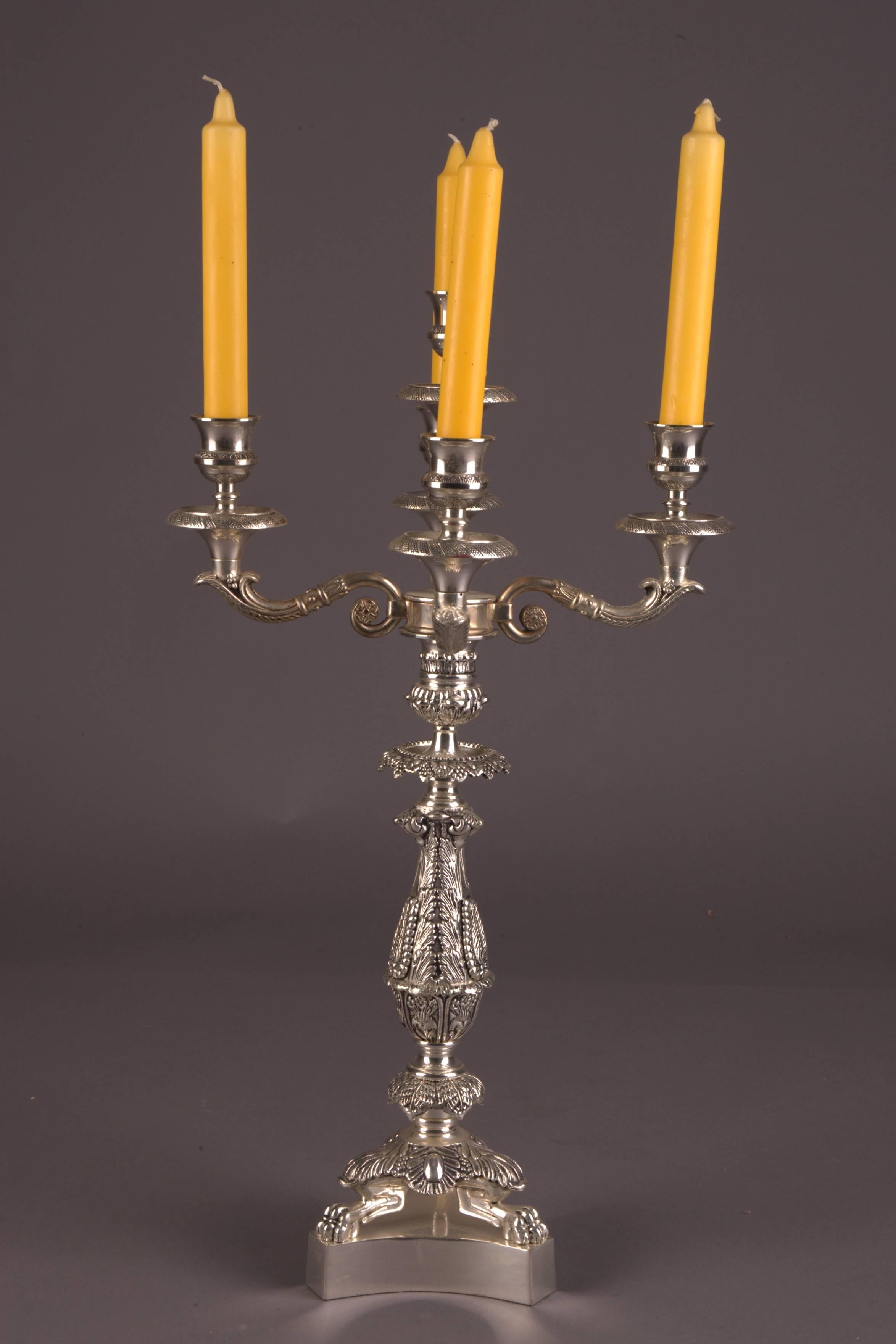 Brass Candelabra in Empire Style For Sale
