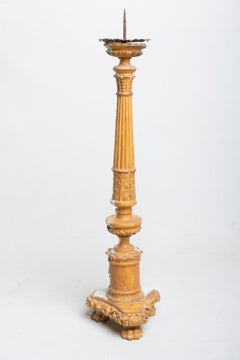 Candelabra 18th Century in Light Bleu Color Lacquered and Gilded Wood