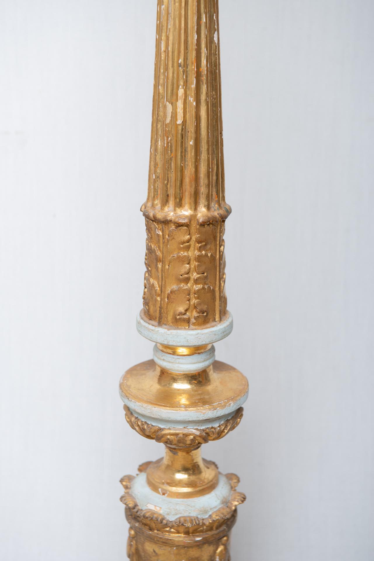 Fruitwood Candelabra 18th Century in Lacquered and Gilded Wood For Sale