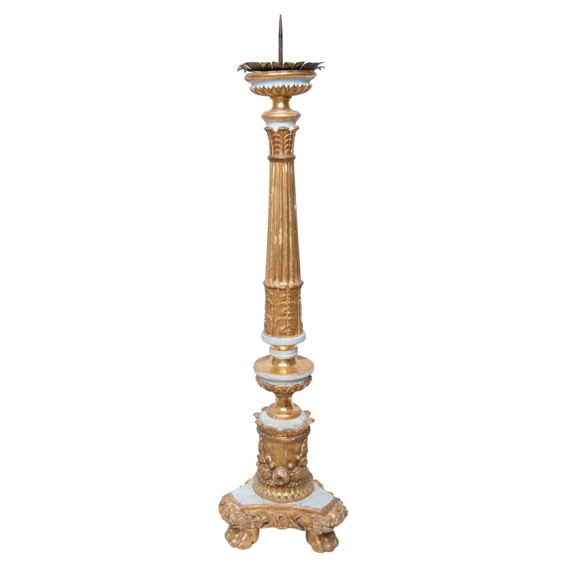 Candelabra 18th Century in Lacquered and Gilded Wood For Sale