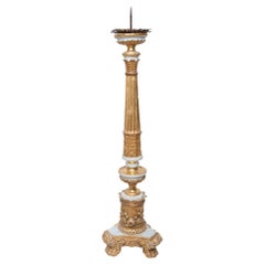 Candelabra 18th Century in Light Bleu Color Lacquered and Gilded Wood