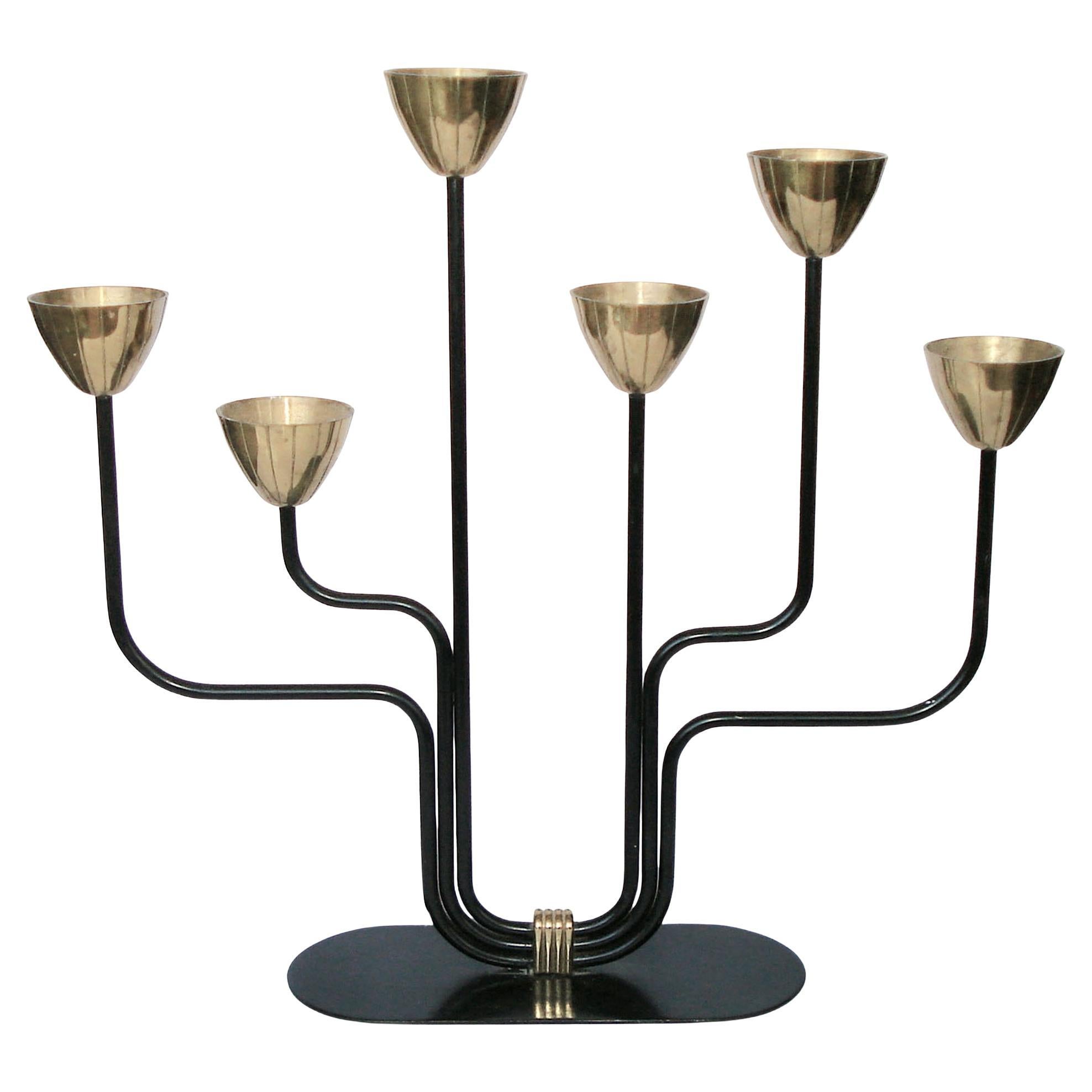 Candelabro in metallo e ottone di Gunnar Ander per Ystad-Metall, Svezia