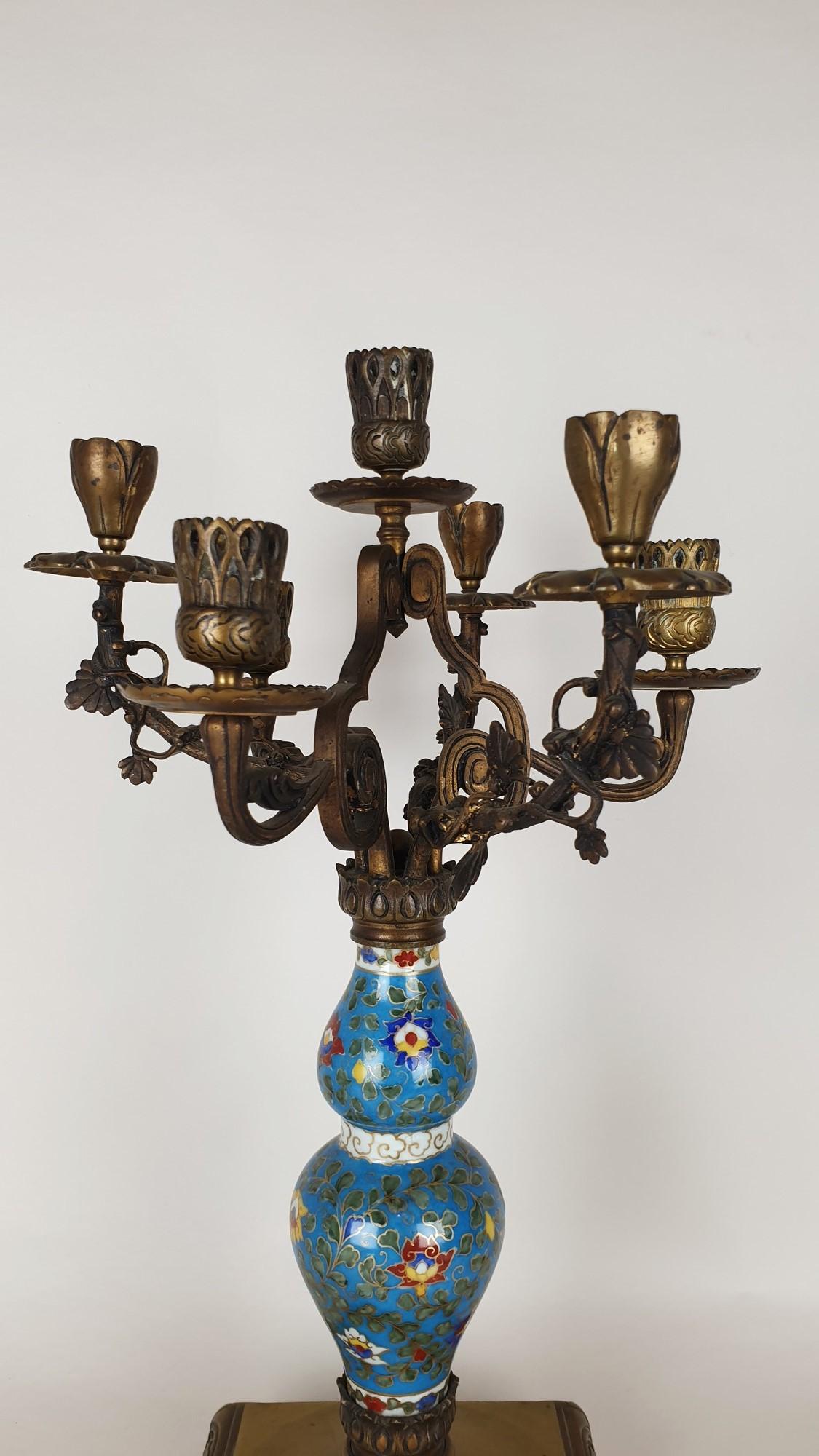Candelabra In Porcelain And Bronze, Japonisme, XIXth Century For Sale 7