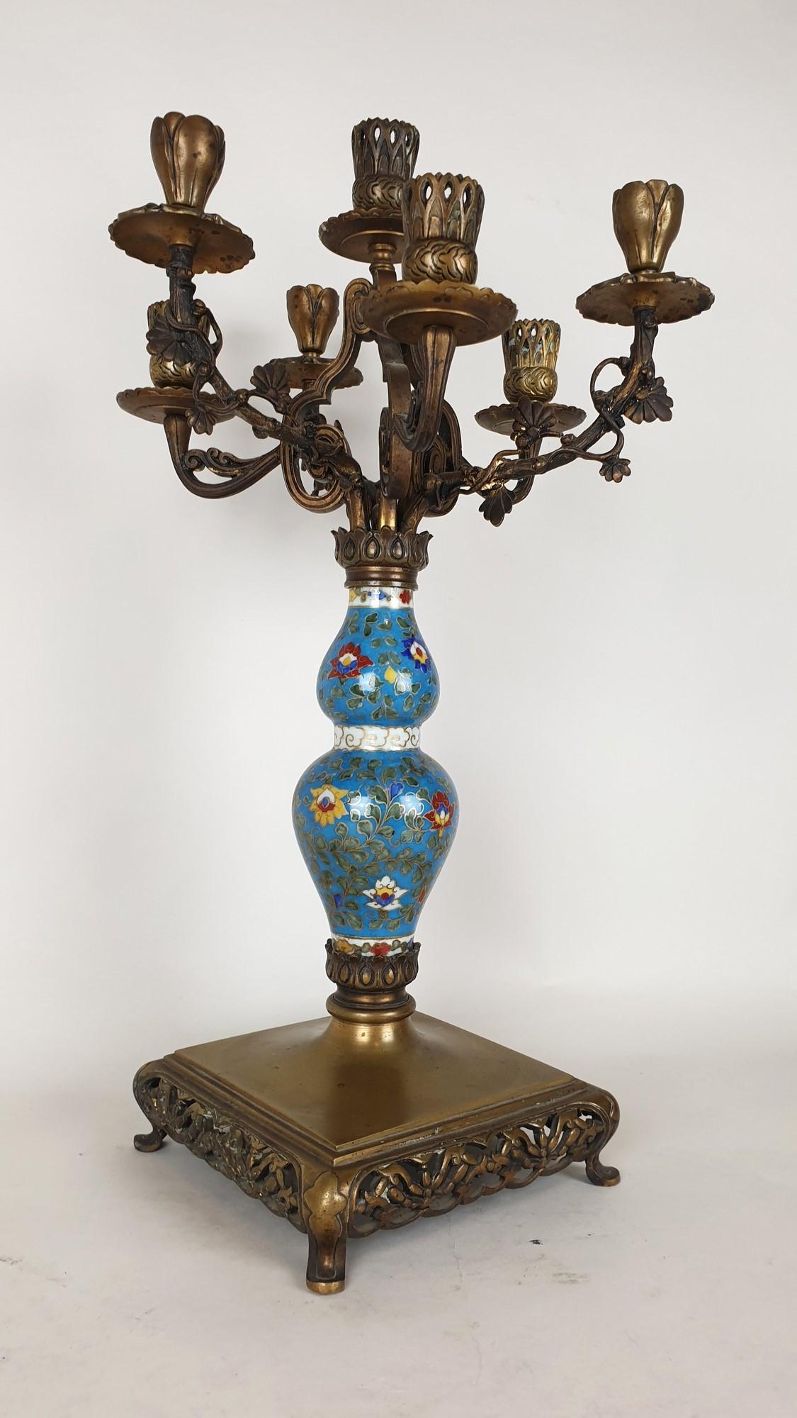 Candelabra In Porcelain And Bronze, Japonisme, XIXth Century In Good Condition For Sale In MARSEILLE, FR