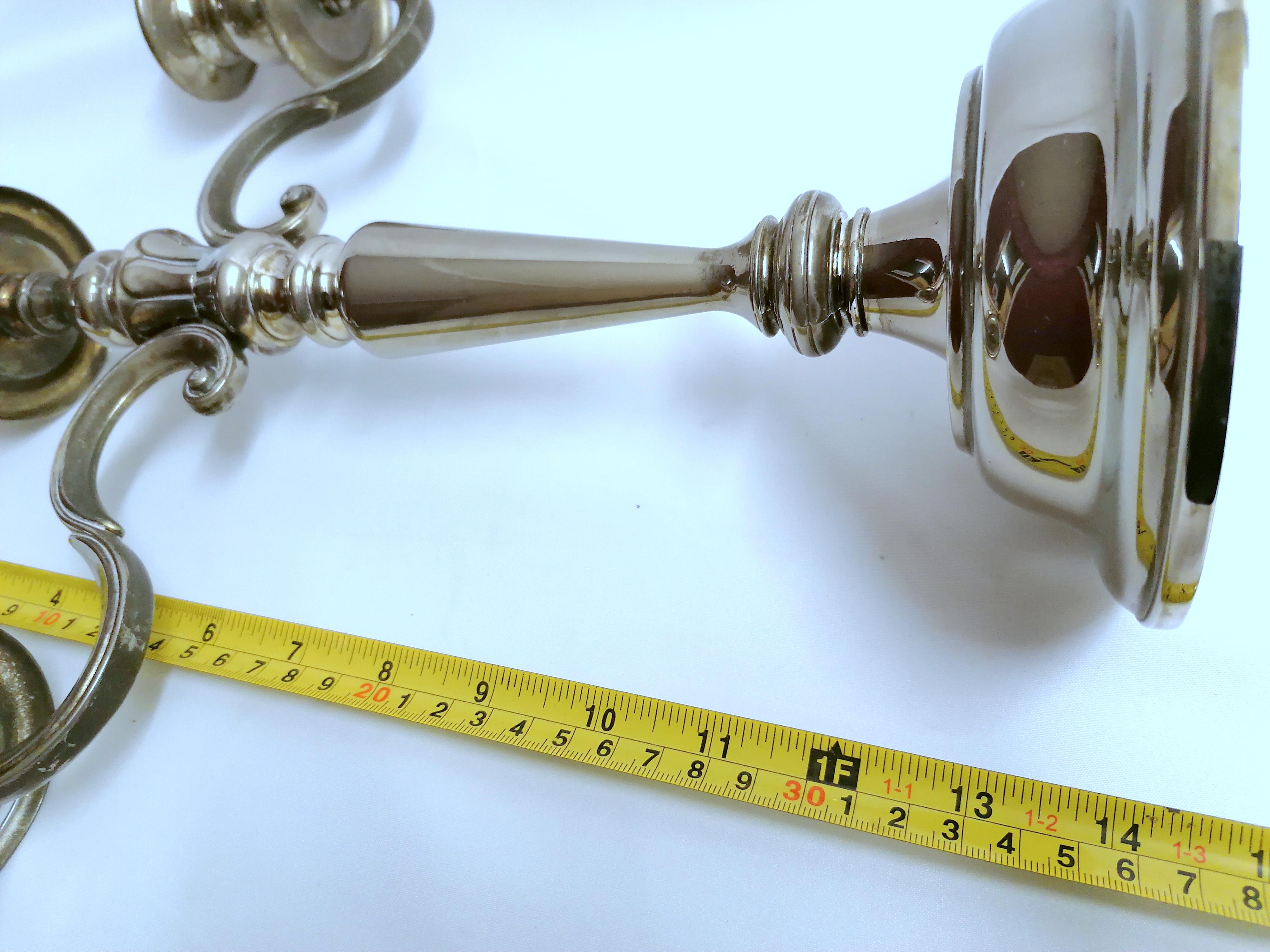 Candelabra Italian Silver Plated Candle Holder 3 Arms For Sale 4