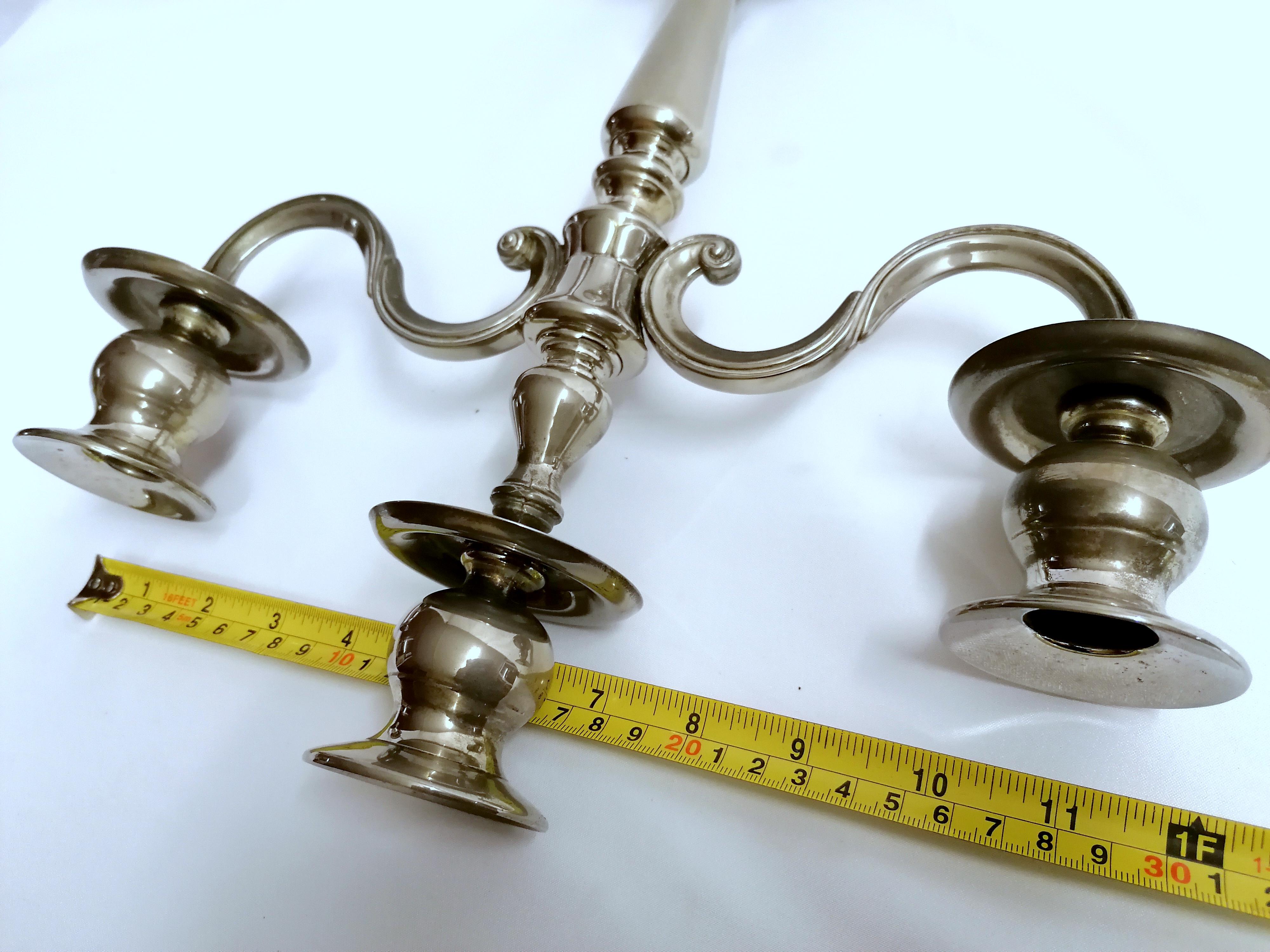 Candelabra Italian Silver Plated Candle Holder 3 Arms For Sale 5