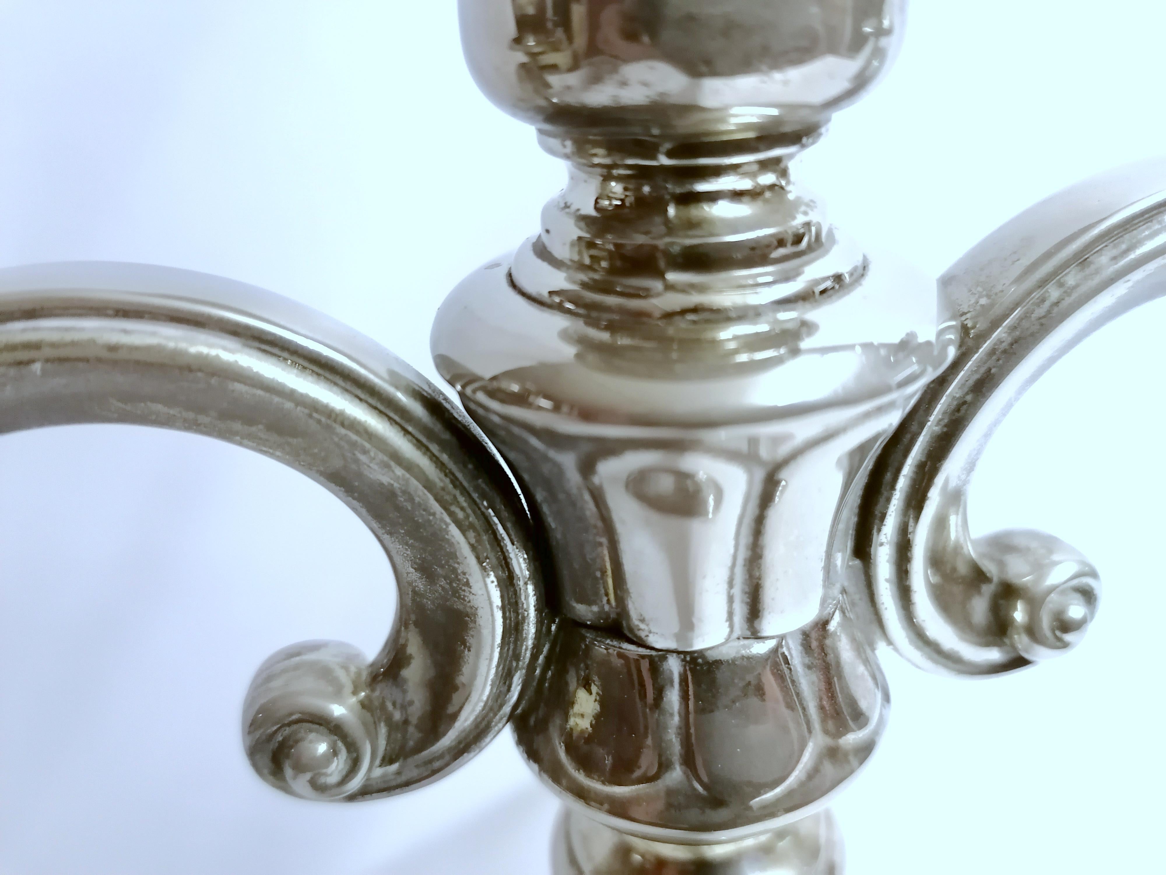 silver plated 3 arm candelabra