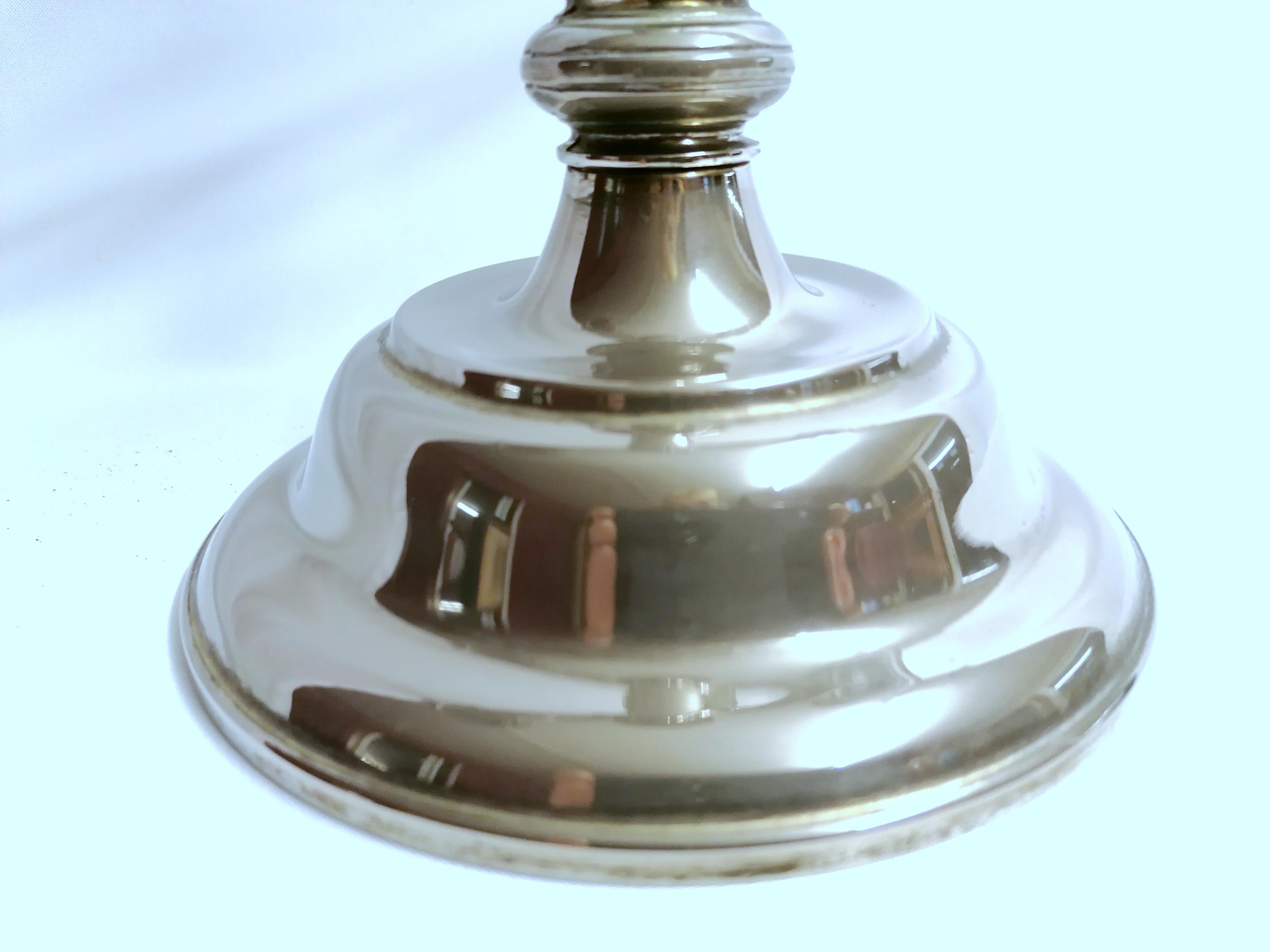 Art Deco Candelabra Italian Silver Plated Candle Holder 3 Arms For Sale