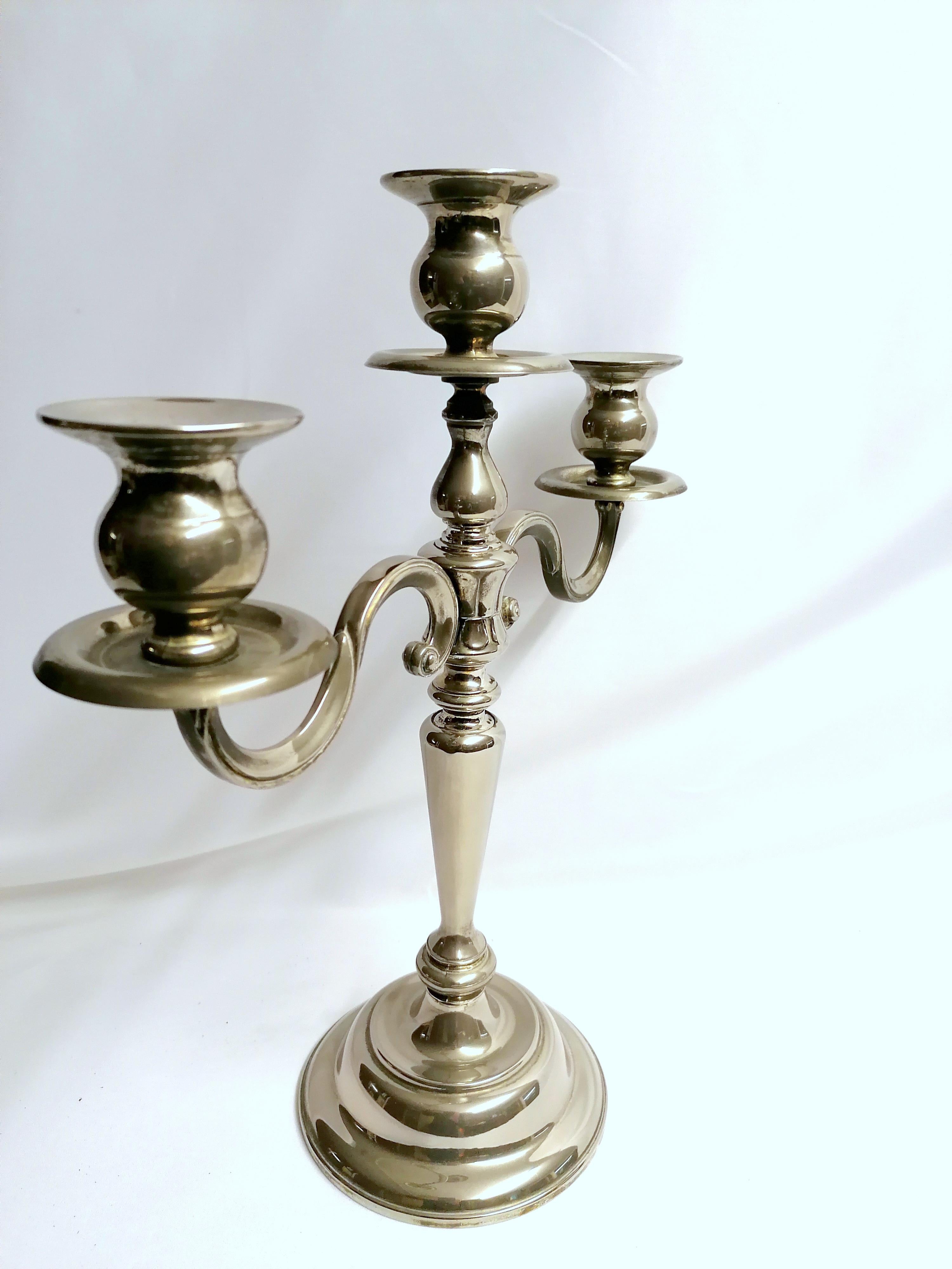 Candlesticks 36cm Candle Holder Nickel Plated Chandelier Candlestick Antique Style 