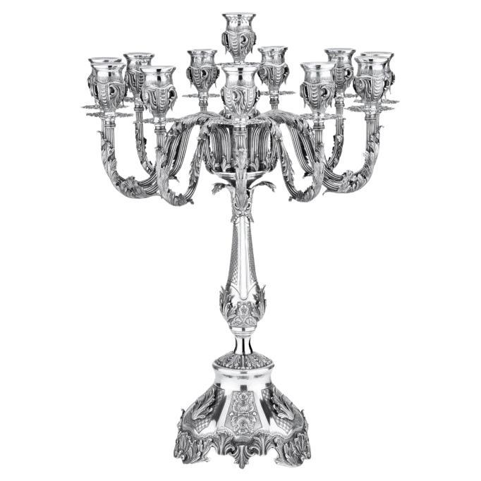 Zaramella Argenti 12-Arm Sterling Silver Candelabra, Italy, New