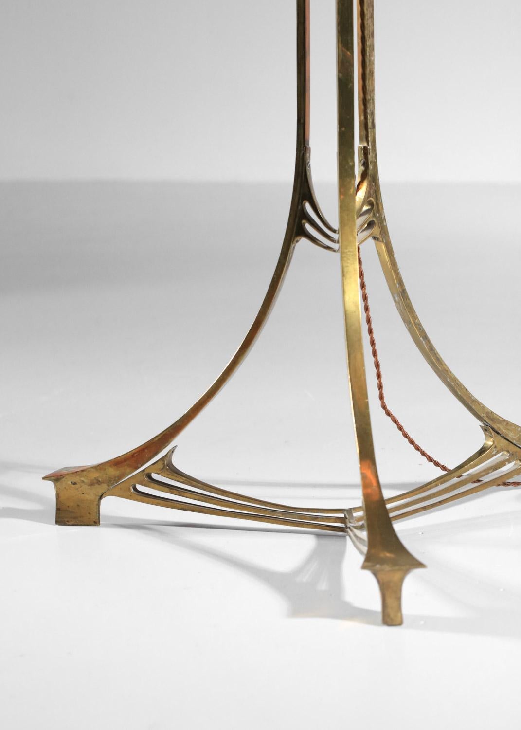 Mid-20th Century candelabra mounted as an art nouveau floor lamp in solid brass from the 40s For Sale