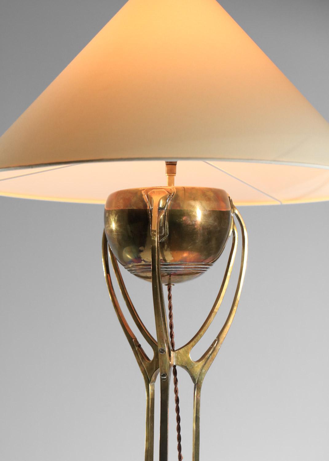 candelabra mounted as an art nouveau floor lamp in solid brass from the 40s For Sale 2