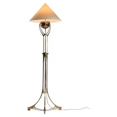 Kandelaber in Form einer Jugendstil-Stehleuchte aus massivem Messing aus den 40er Jahren