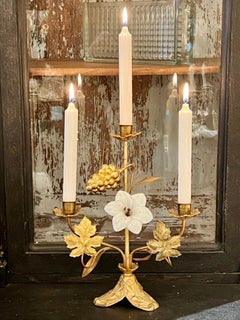 Candelabra or Alter Ornament, circa 1900-Opaque glass and brass