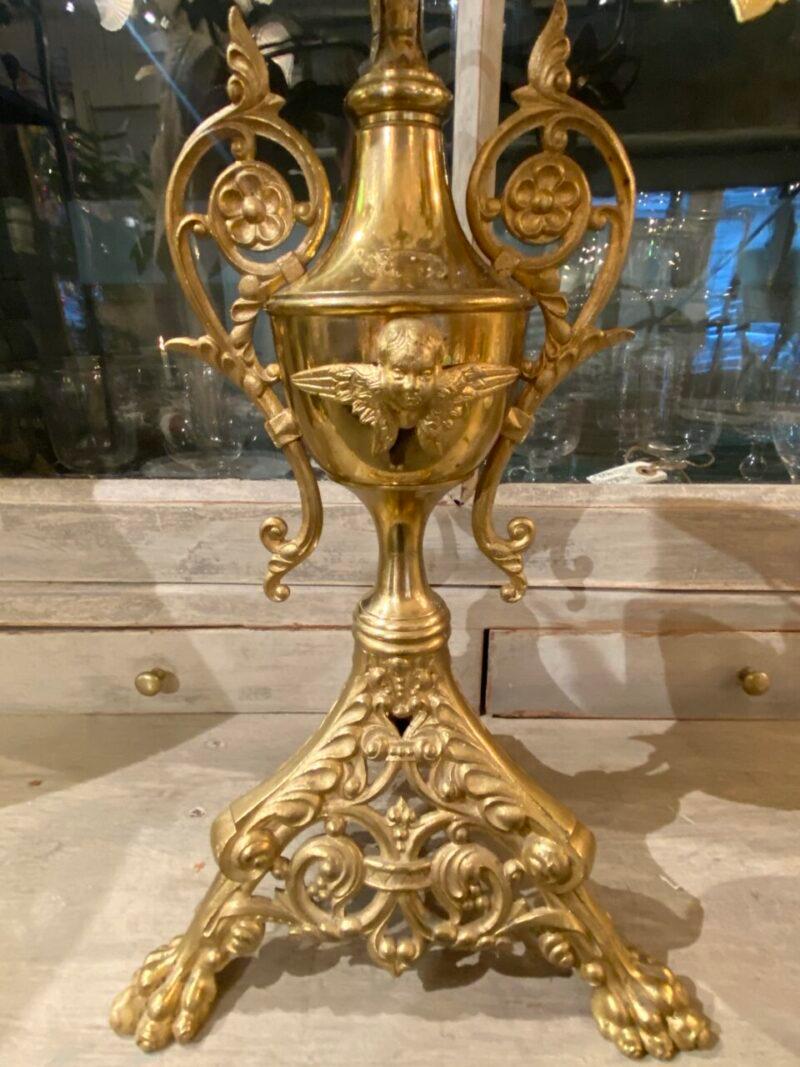 Candelabra or Alter Ornament, circa 1900-Opaque glass and brass (Französisch) im Angebot