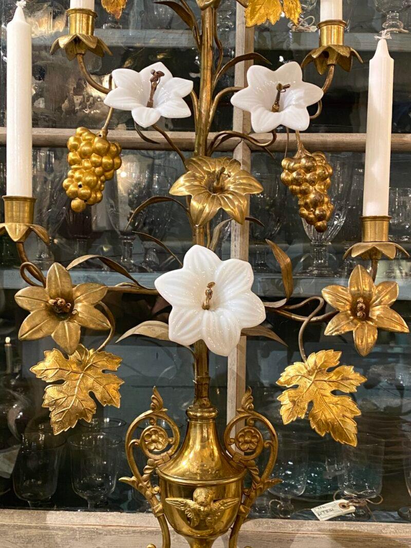 Candelabra or Alter Ornament, circa 1900-Opaque glass and brass (Frühes 20. Jahrhundert) im Angebot
