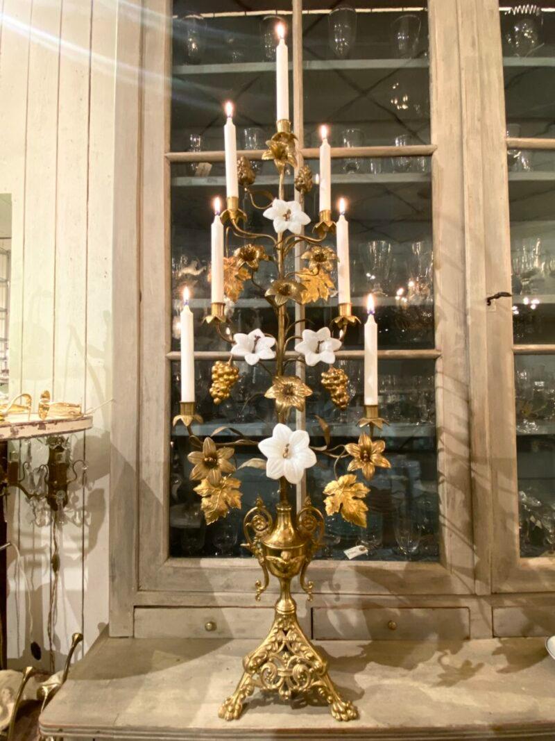 Candelabra or Alter Ornament, circa 1900-Opaque glass and brass im Angebot 1