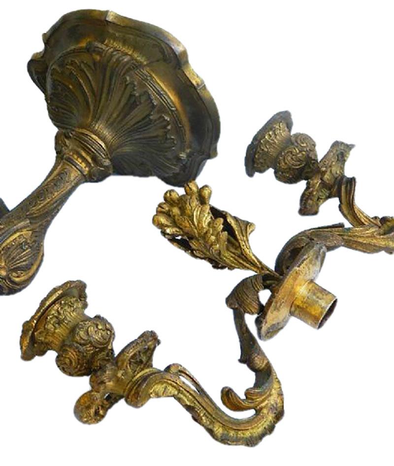 Candelabra Ormolu Gilt Bronze French Candlesticks Louis XV circa 1850  In Good Condition For Sale In Mimizan, FR