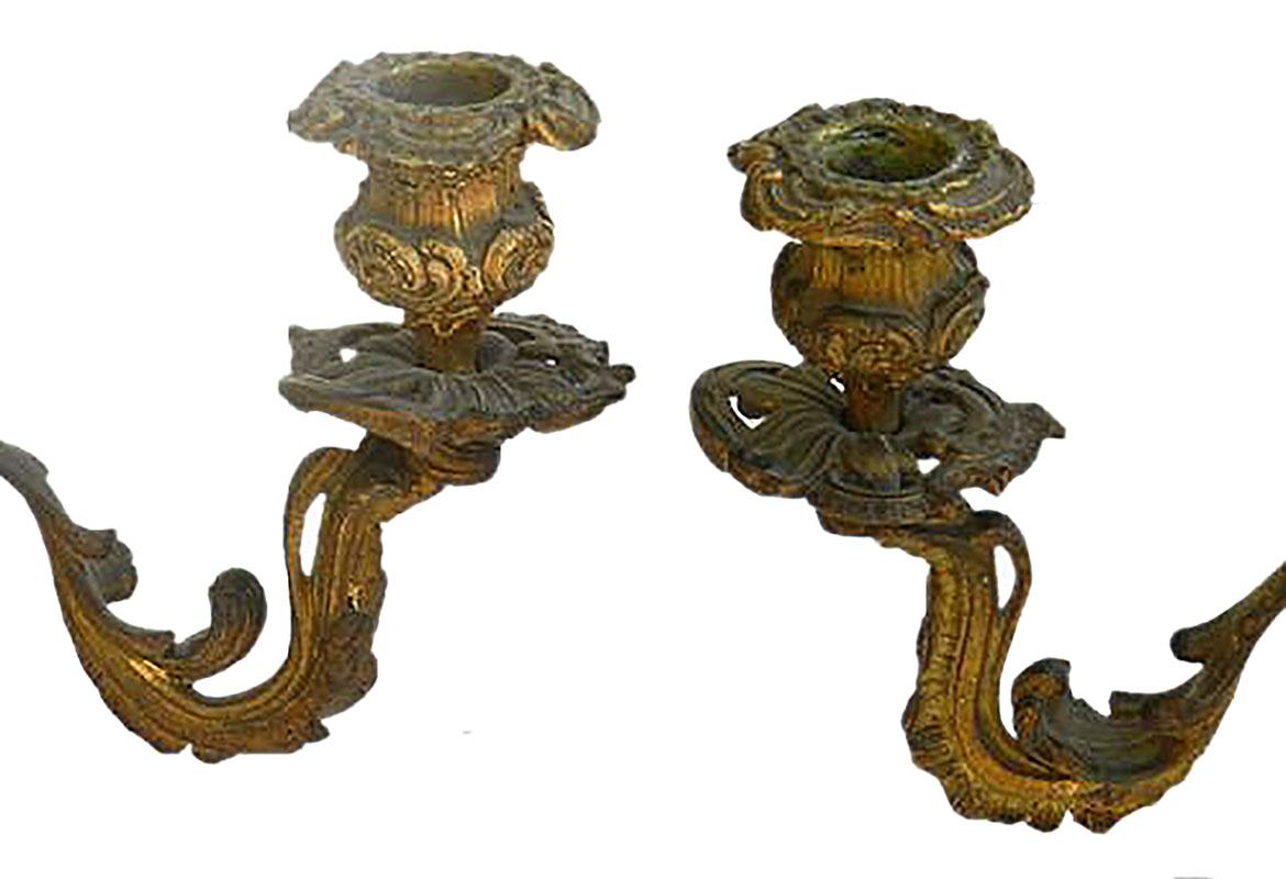 19th Century Candelabra Ormolu Gilt Bronze French Candlesticks Louis XV circa 1850  For Sale