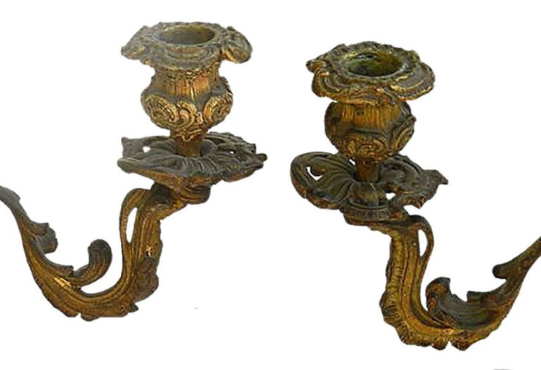 Candelabra Ormolu Gilt Bronze French Candlesticks Louis XV circa 1850