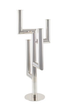 Candelabra Pair Austrian Art Deco Werkstatte Hagenauer circa 1930 Brass Nickel